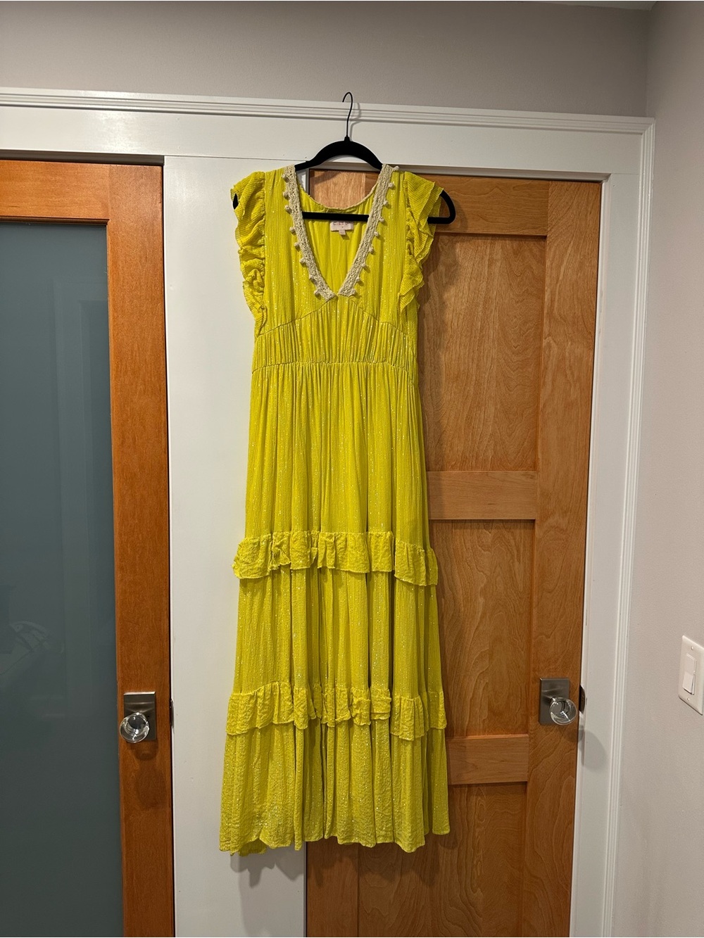 Ciebon Bright Yellow Ruffle Maxi Dress